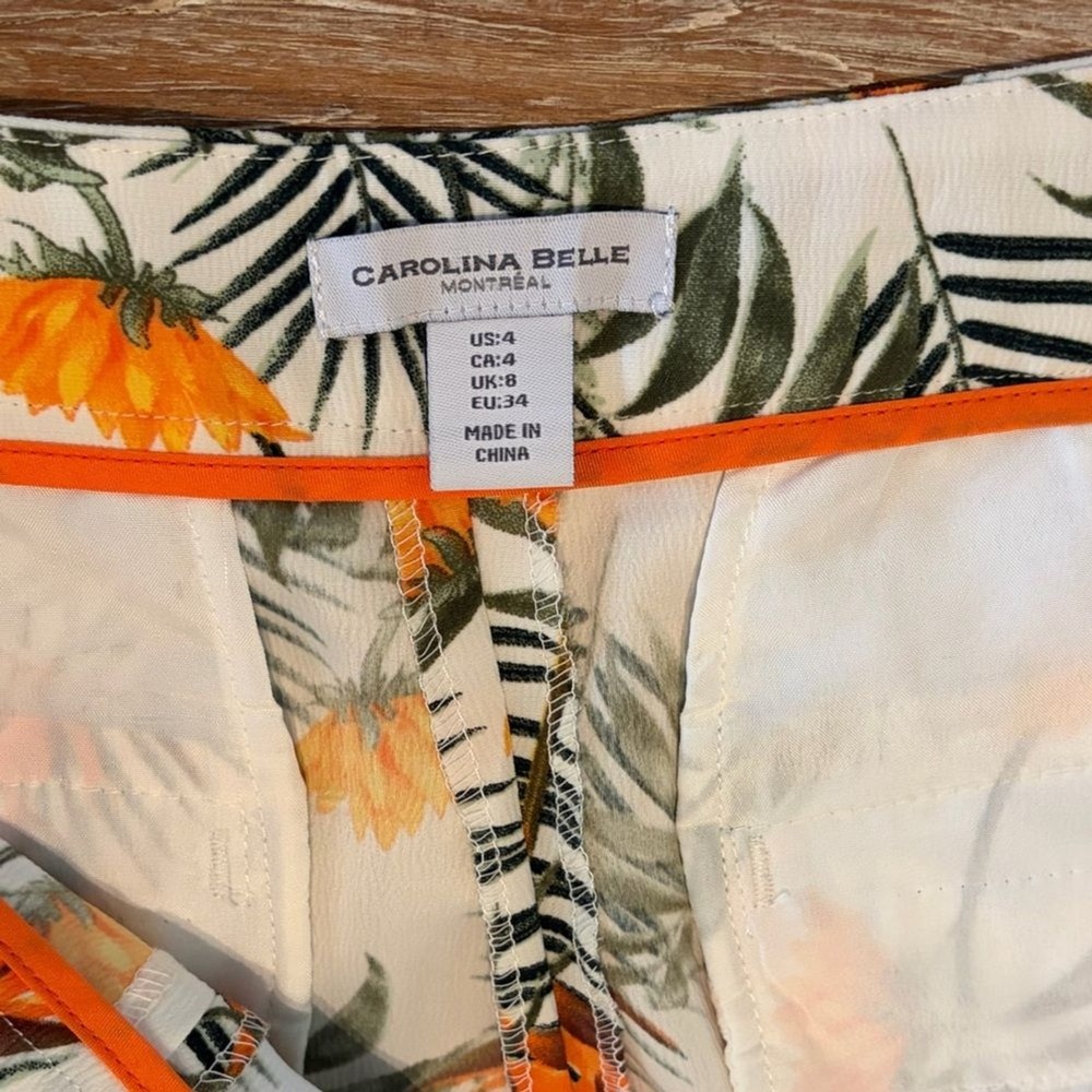 Carolina Belle Shorts Size 4 Floral White Orange and‎ Green - Picture 6 of 14
